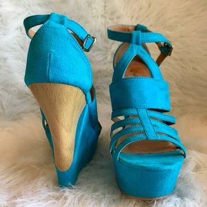 Blue Wedge Heels - Size 7